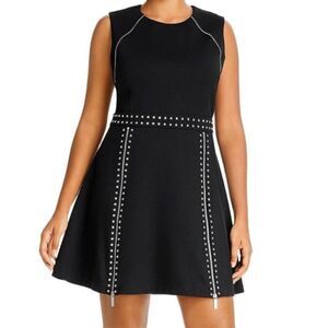 Michael Kors Studded Zipper-Trim Dress Black Small